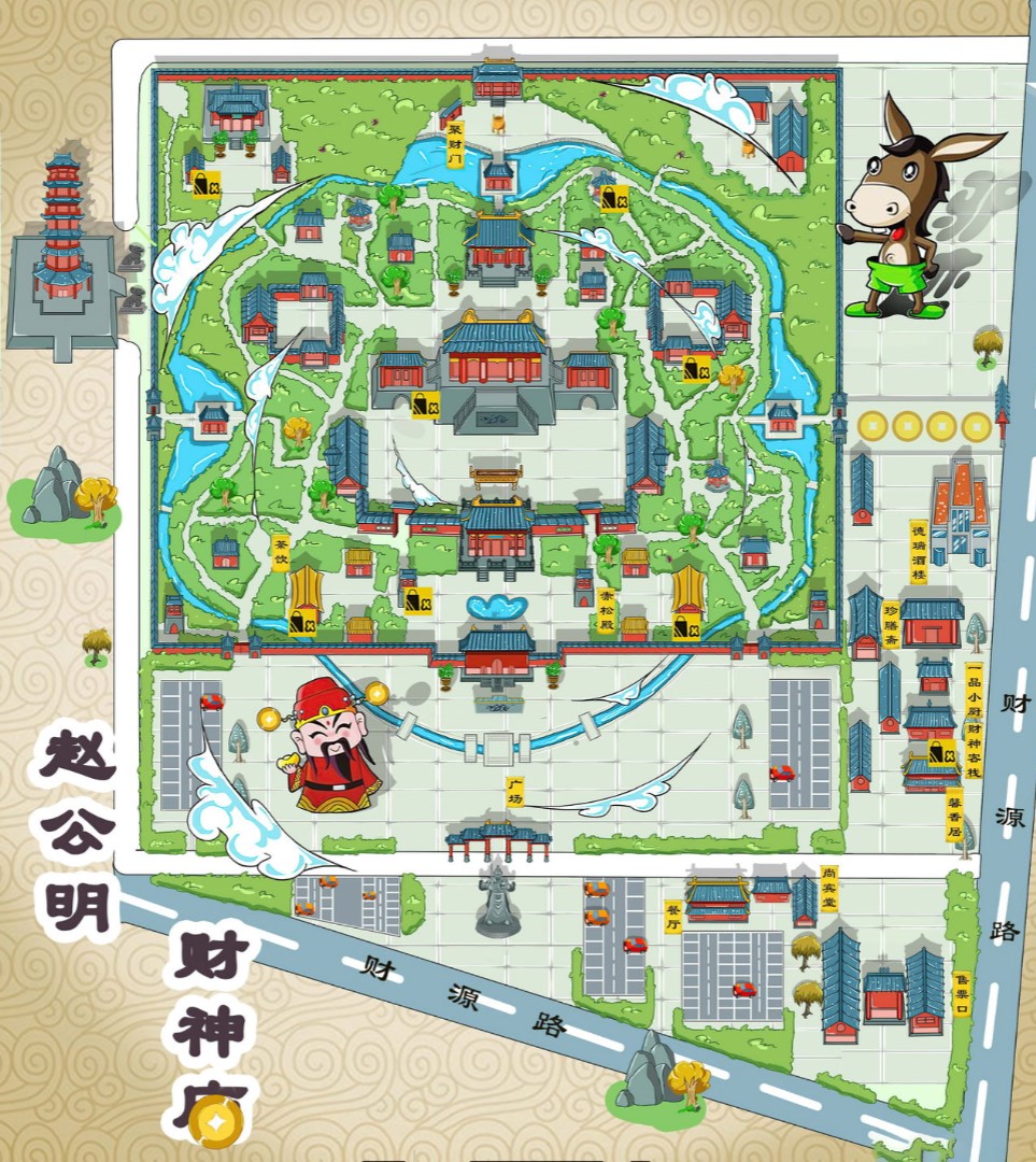 玉泉街道寺庙类手绘地图